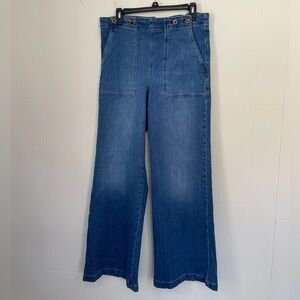 Pilcro Wide Leg High Rise Jeans Cotton Lyocell Stretch Hidden Zipper Size 32